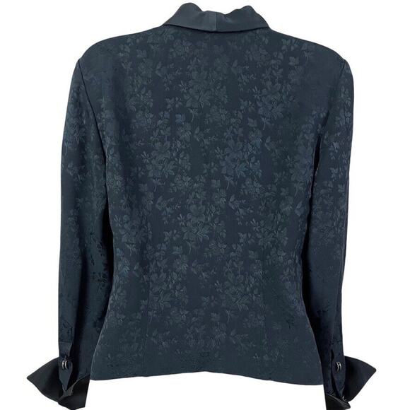 Dana Buchman Petite Black Satin Vintage Whimsigoth Cuffed Blazer Jacket 4P - Picture 14 of 16